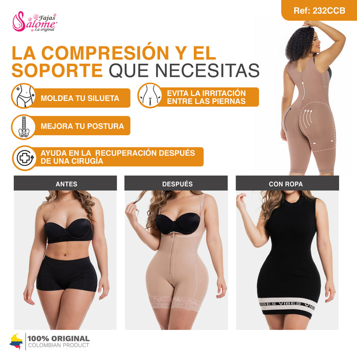 Salome 232-CCB | Fajas Colombianas Postquirúrgicas Reductoras y Moldeadoras Levanta Cola Tipo Capri Busto Abierto