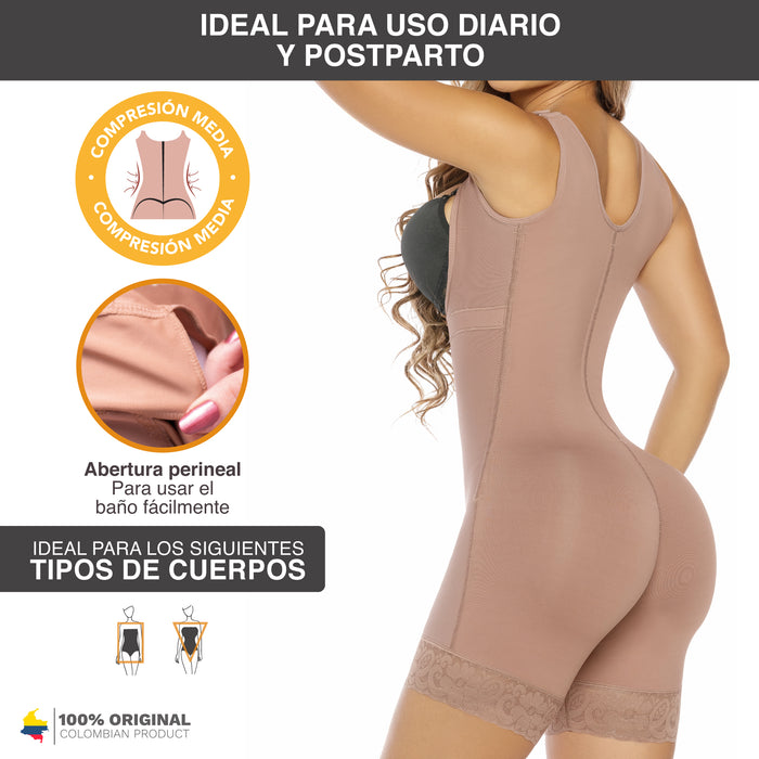 Salome 233-CCB | Fajas Colombianas Levanta Cola Modeadora a Media Pierna con Busto Libre