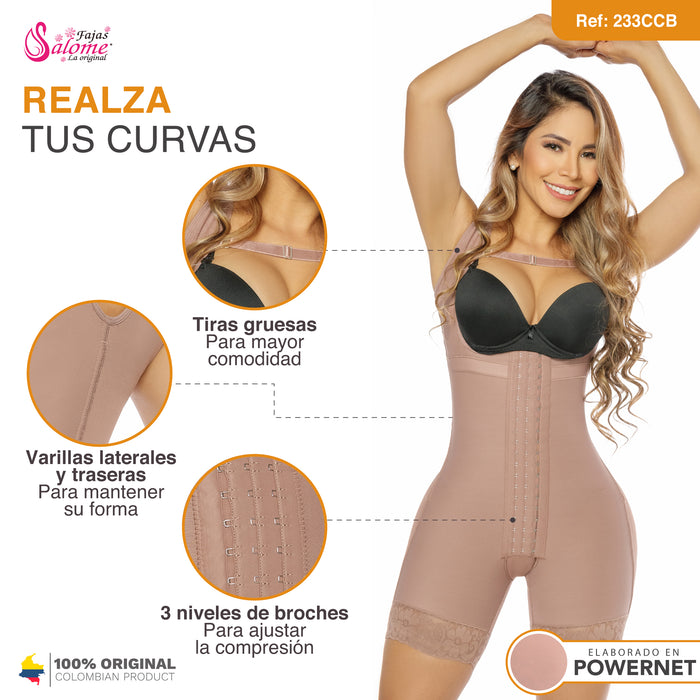 Salome 233-CCB | Fajas Colombianas Levanta Cola Modeadora a Media Pierna con Busto Libre
