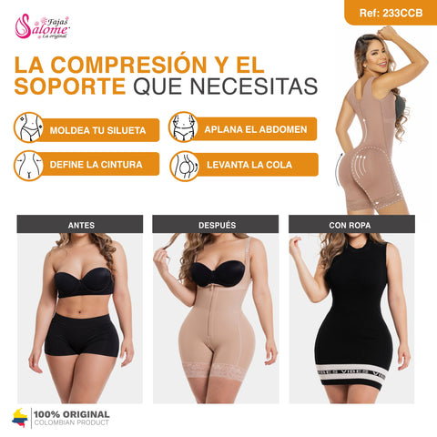 Hot Sale Salome 233-CCB | Fajas Colombianas Levanta Cola Modeadora a Media Pierna con Busto Libre