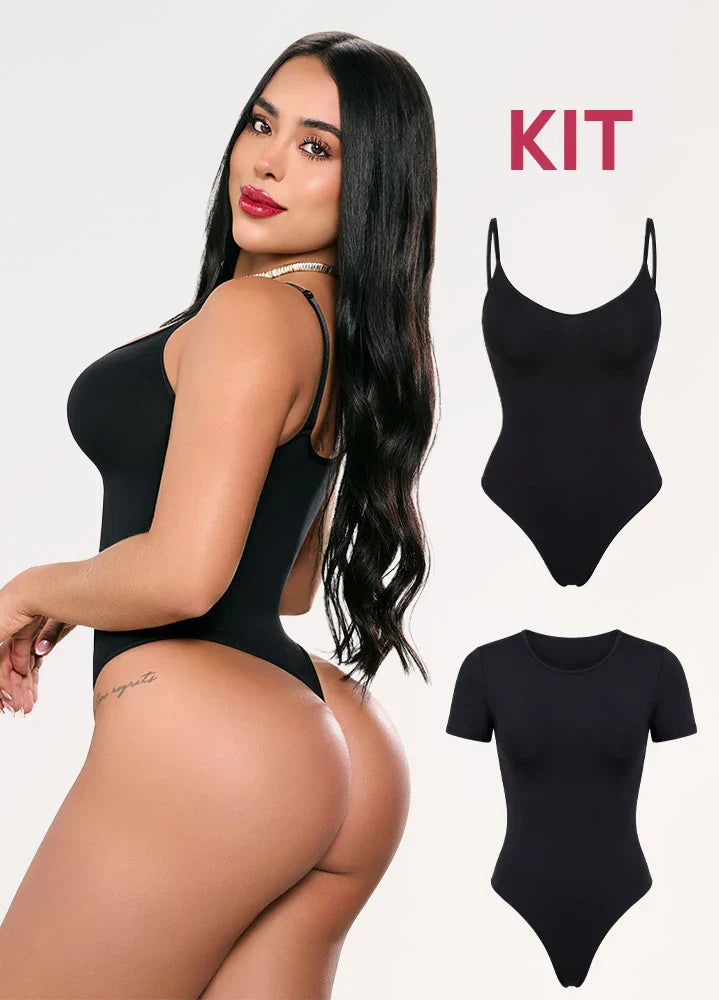Kit 2 Bodys: Tanga Seamless y Manga Corta |  Salome 7001 + 01L5