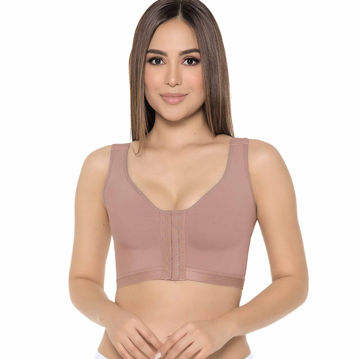 Faja MariaE SE038 – Brasier Postquirúrgico de Compresión con Broche Frontal y Soporte Anatómico
