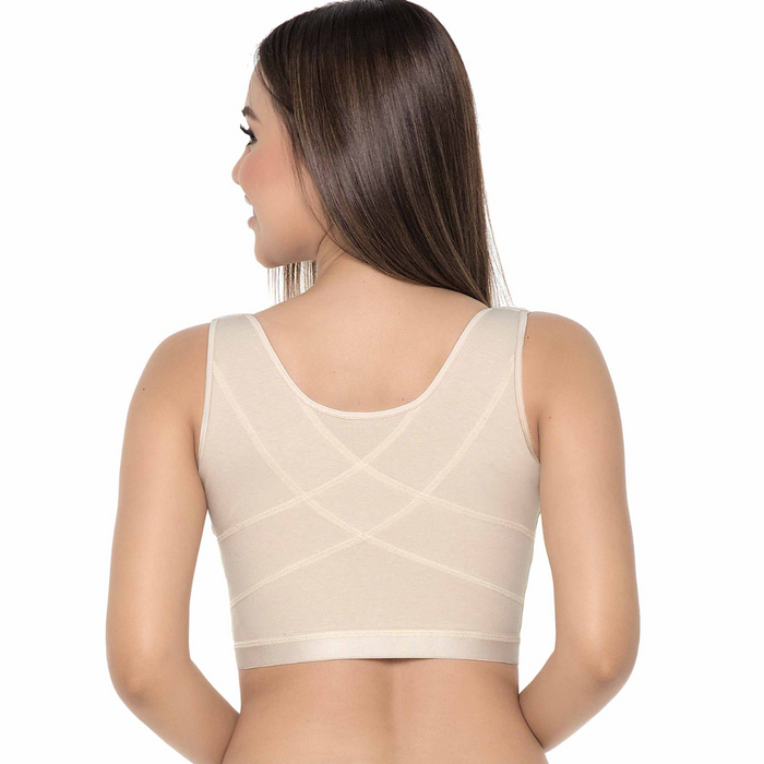 Faja MariaE SE038 – Brasier Postquirúrgico de Compresión con Broche Frontal y Soporte Anatómico