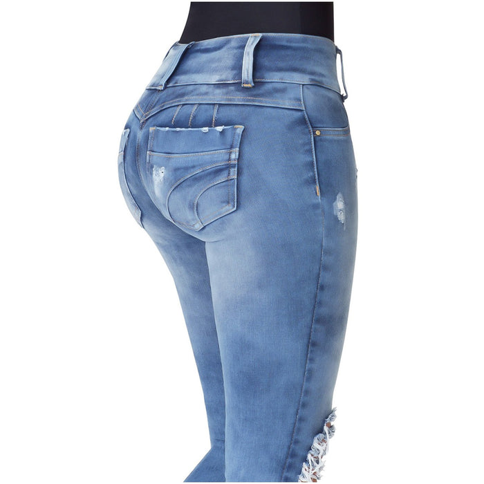 Hot Sale Lowla 219936 | Jeans Rasgados Skinny Levanta Cola | Diseño de Pretina Ancha