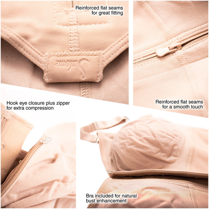 Hot Sale Fajas Salome 0420 | Faja Colombiana Moldeadora de Cintura con Brasier Espalda Alta | Powernet