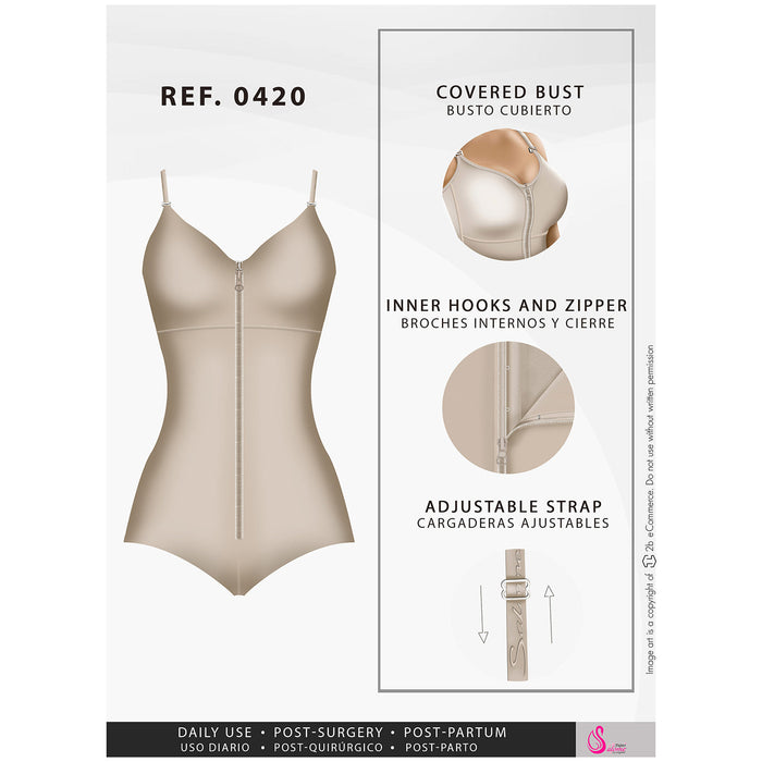 Hot Sale Fajas Salome 0420 | Faja Colombiana Moldeadora de Cintura con Brasier Espalda Alta | Powernet