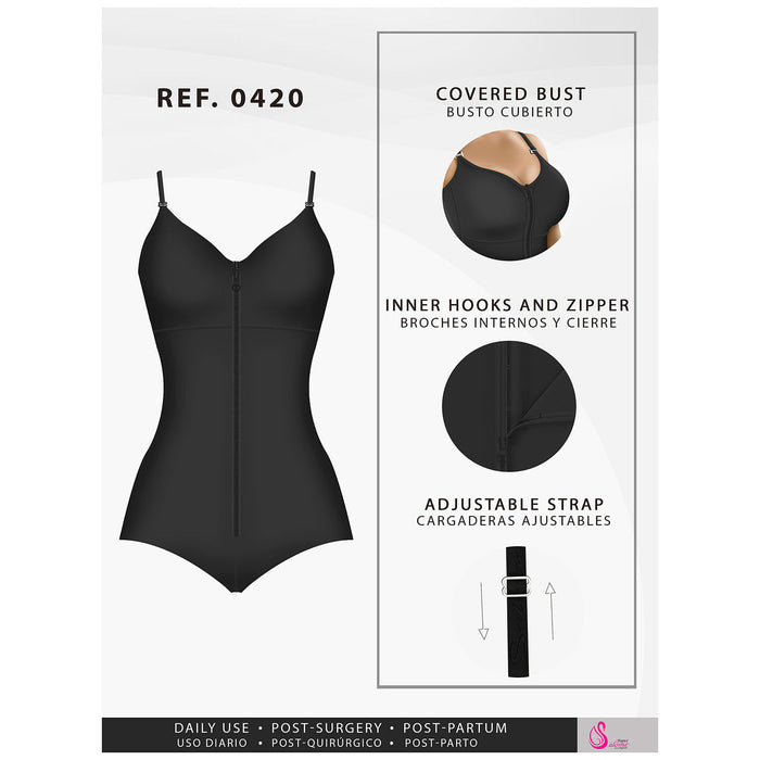 Hot Sale Fajas Salome 0420 | Faja Colombiana Moldeadora de Cintura con Brasier Espalda Alta | Powernet