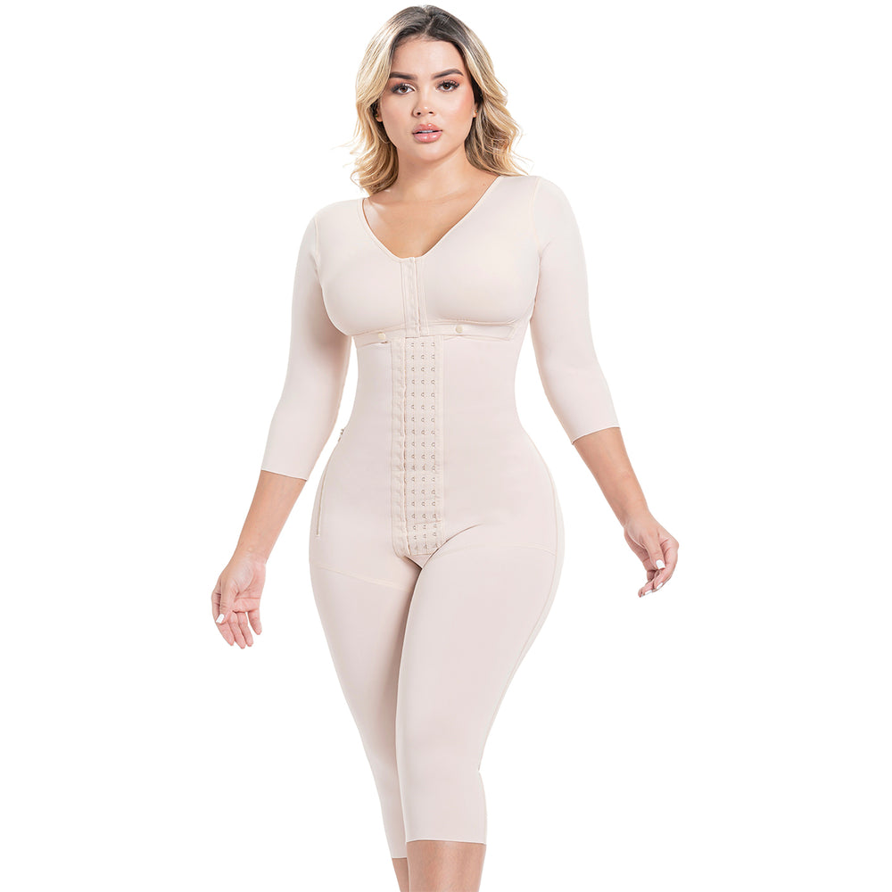 SONRYSE M104BF Fajas Colombianas Post Operatorias Post Lipo BBL con Brasier Incluido y Mangas 3/4 Marfit