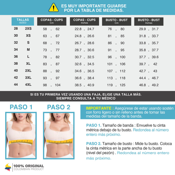 SONRYSE M64BF Fajas Colombianos Brasier Post Quirúrgicos Luego de Mamoplastia Marfit