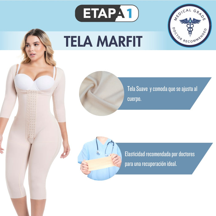 SONRYSE M105BF Fajas Colombianas Post Quirurgicas BBL y Liposucción con Mangas 3/4 Marfit