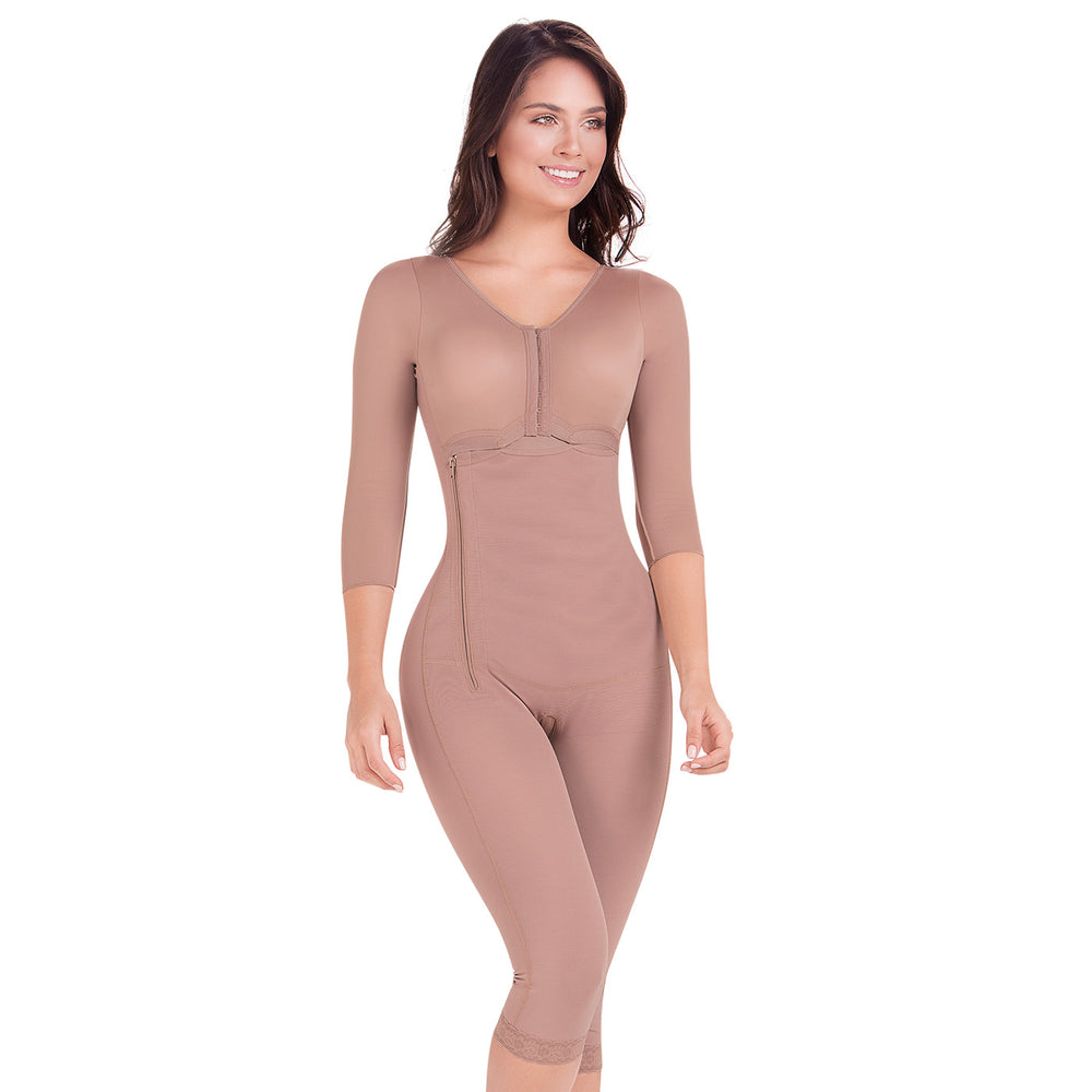 Fajas MariaE 9292 | Fajas Colombianas Moldeadora Postoperatoria con Mangas y Brasier con Control Abdominal