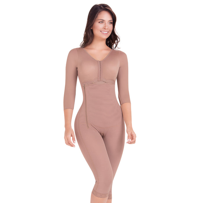Fajas MariaE 9292 | Fajas Colombianas Moldeadora Postoperatoria con Mangas y Brasier con Control Abdominal