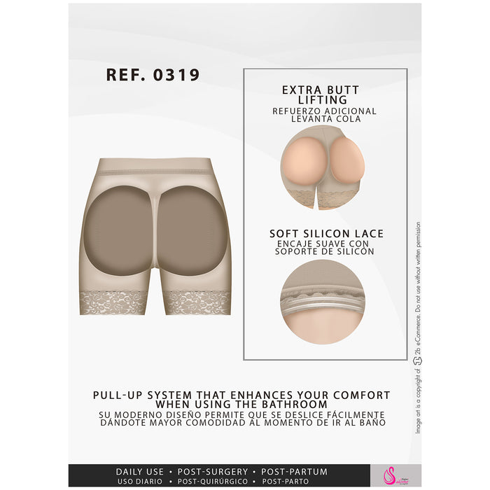 Fajas Salome 0319 | Faja Short Levanta Glúteos | Control Abdominal | Powernet