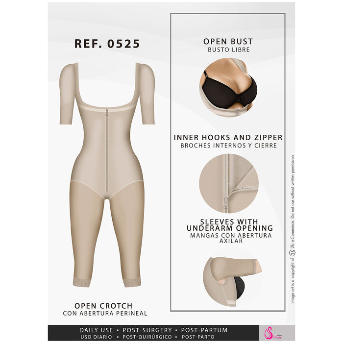 Fajas Salome 0525 | Faja Colombiana Postquirúrgica Reductora de Cintura con Mangas | Powernet